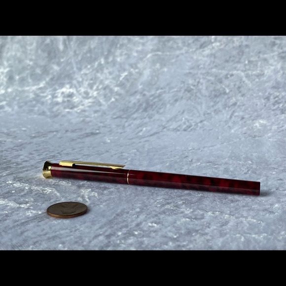 Pierre Cardin Pen Ballpoint Red Brown Gold Tone Swiss - Picture 5 of 8